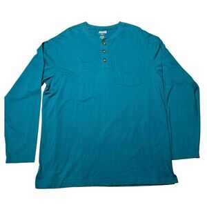 Duluth Trading Men’s LongTail T Henley Pocket Cotton T-shirt Size Large Teal